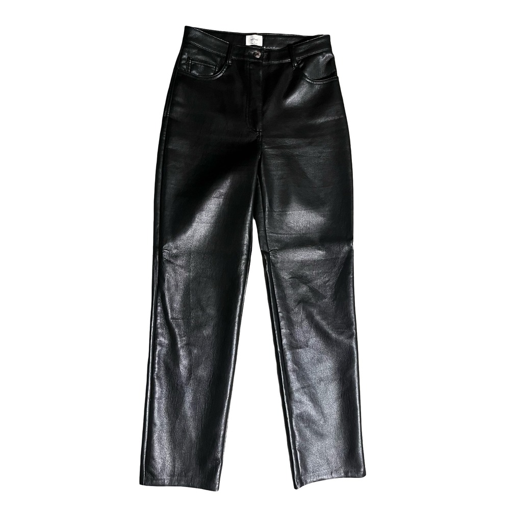 Wilfred Melina Faux Leather Pants Black High Waisted Straight Leg Size 4 81518